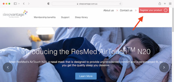 How to register your ResMed product on SleepVantage for Australian patients.